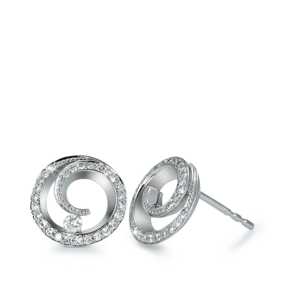 Stud earrings 18k White Gold Diamond 0.30 ct, 56 Stones, brilliant, w-si Ø10 mm