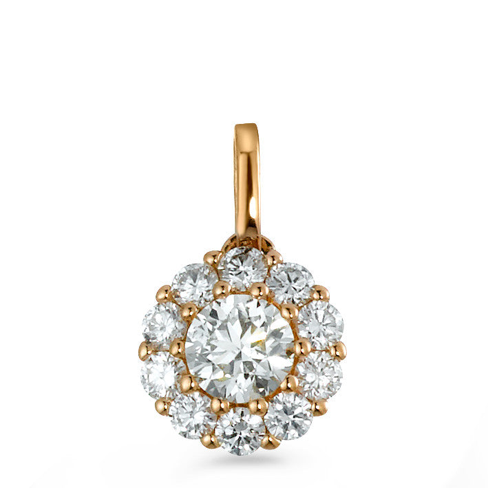 Pendant 18k Red Gold Diamond 0.50 ct, 11 Stones, brilliant, w-si Ø7 mm