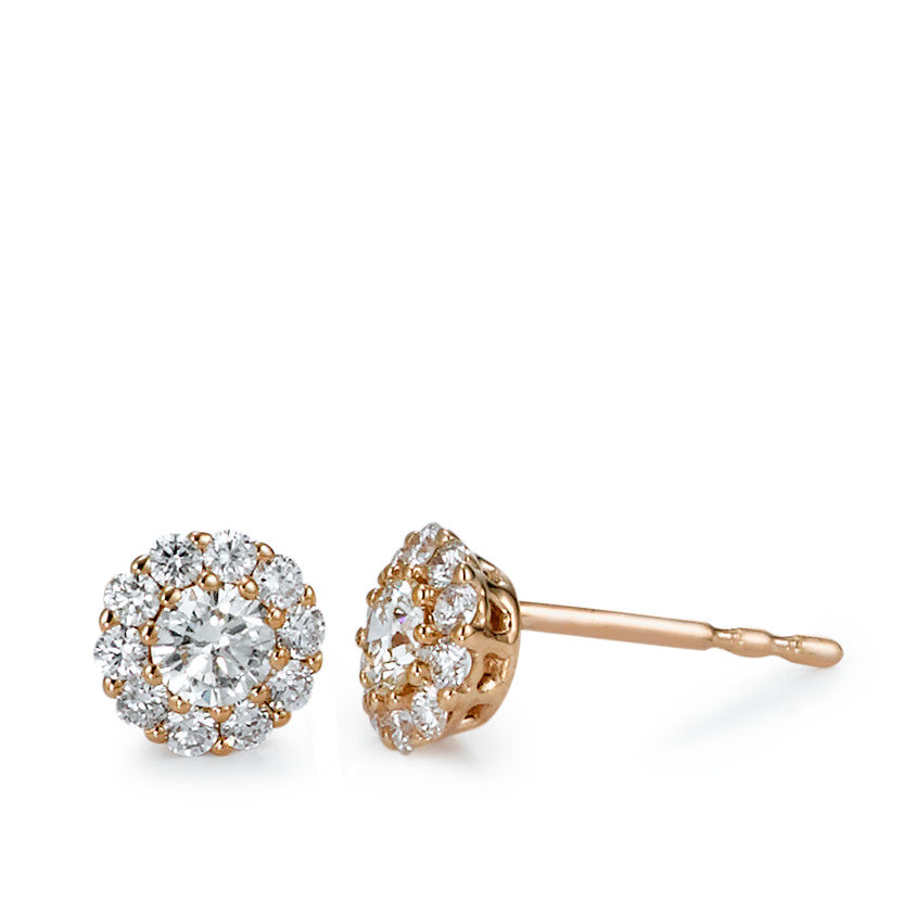Stud earrings 18k Red Gold Diamond 0.50 ct, 22 Stones, brilliant, w-si Ø6 mm