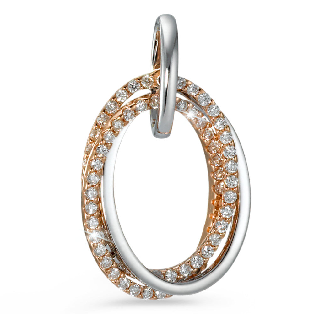 Pendant 18k Red Gold, 18k White Gold Diamond 0.25 ct, 57 Stones, brilliant, w-si