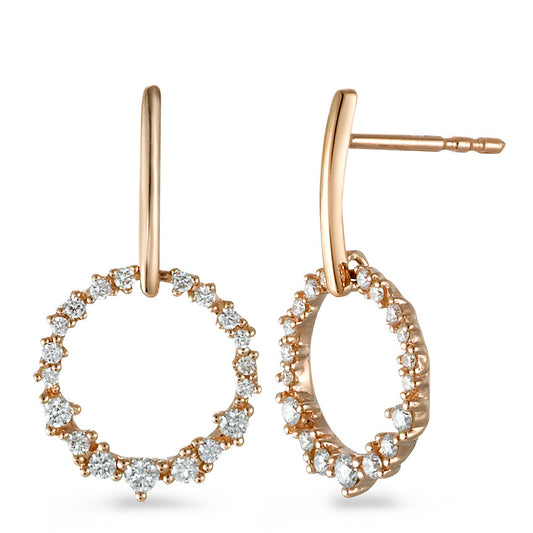 Drop Earrings 18k Red Gold Diamond 0.30 ct, 38 Stones, brilliant, w-si Ø11 mm