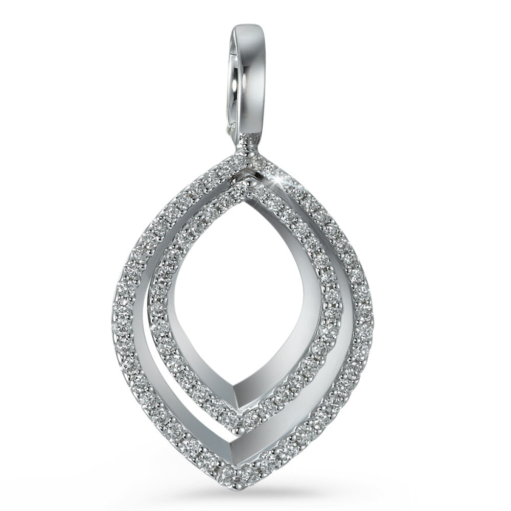 Pendant 18k White Gold Diamond 0.35 ct, 66 Stones, brilliant, w-si