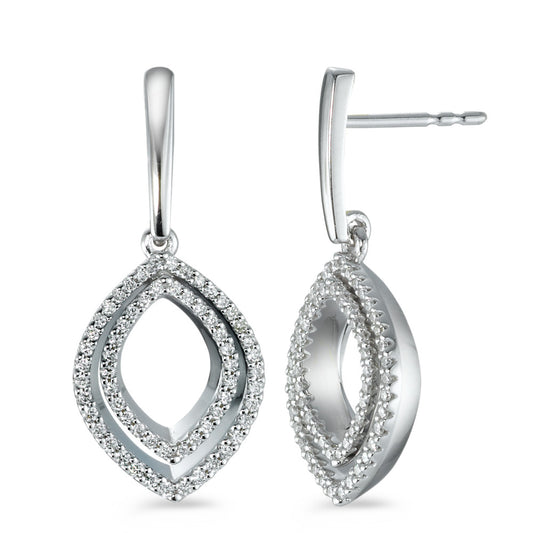 Drop Earrings 18k White Gold Diamond 0.42 ct, 124 Stones, brilliant, w-si