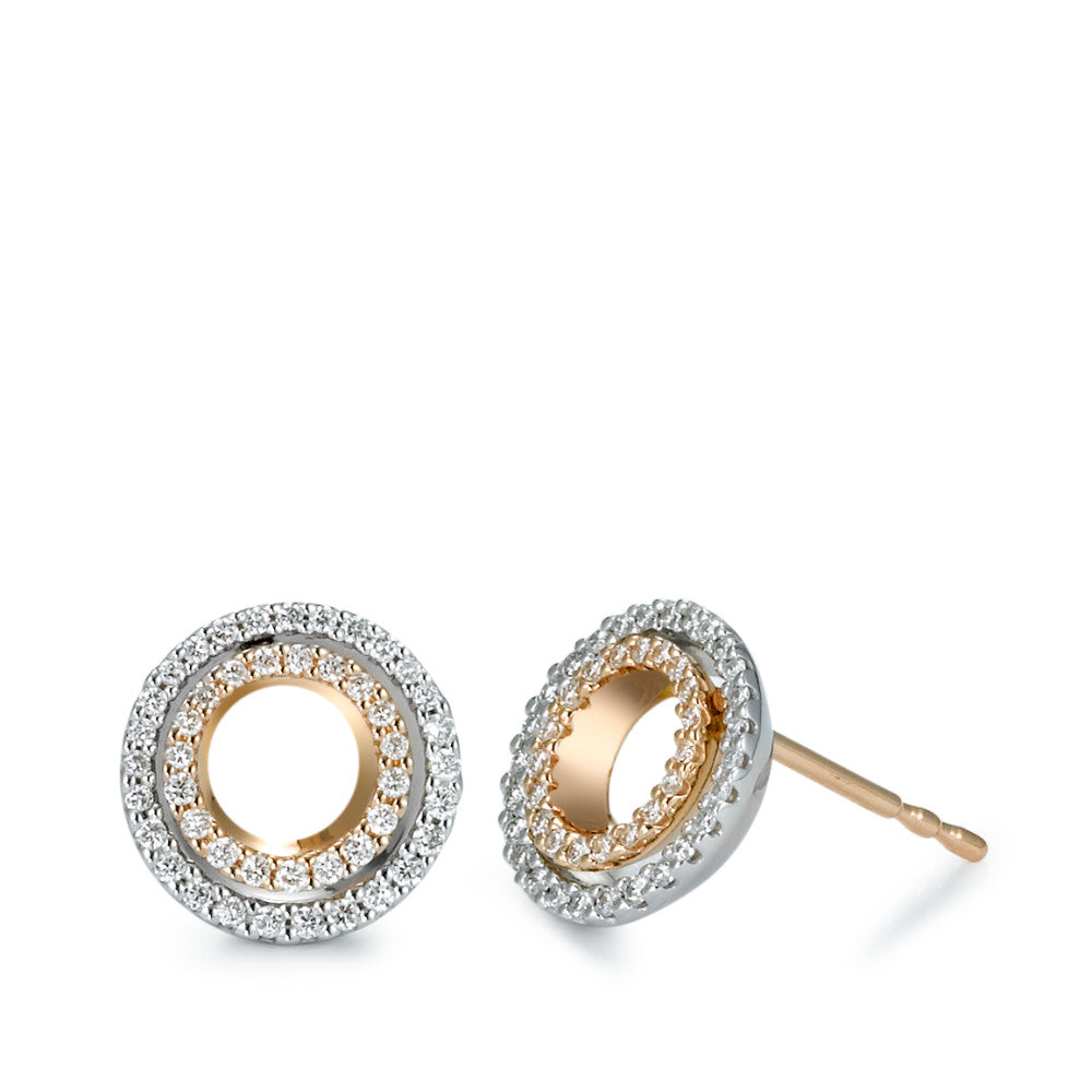 Stud earrings 18k Red Gold, 18k White Gold Diamond 0.32 ct, 92 Stones, brilliant, w-si Ø10 mm