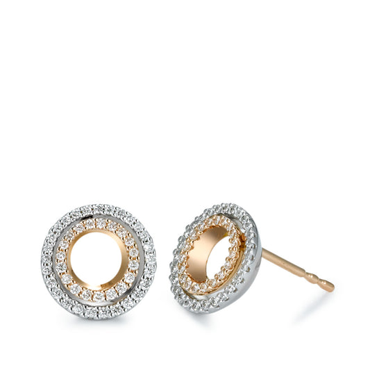 Stud earrings 18k Red Gold, 18k White Gold Diamond 0.32 ct, 92 Stones, brilliant, w-si Ø10 mm
