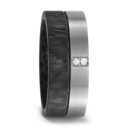Wedding Ring Titanium, Carbon Diamond 0.02 ct, 2 Stones, w-si