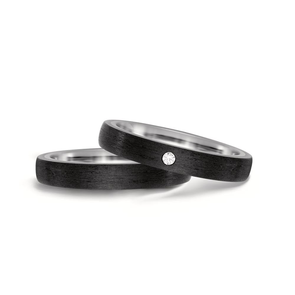 Wedding Ring Titanium, Carbon Diamond 0.03 ct, w-si