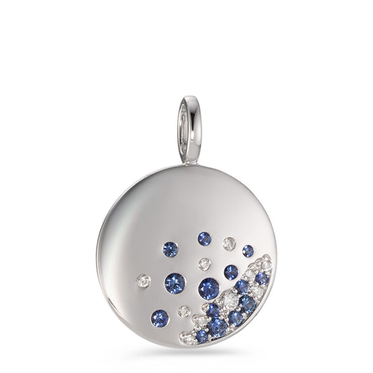 Pendant 18k White Gold Sapphire 14 Stones, Diamond 0.10 ct, 10 Stones, w-si