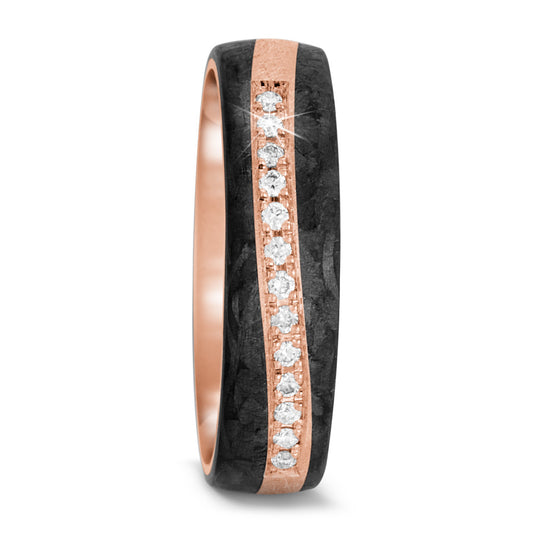 Wedding Ring 14k Rose Gold, Carbon Diamond 0.091 ct, 13 Stones, tw-si