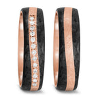 Wedding Ring 14k Rose Gold, Carbon Diamond 0.091 ct, 13 Stones, tw-si
