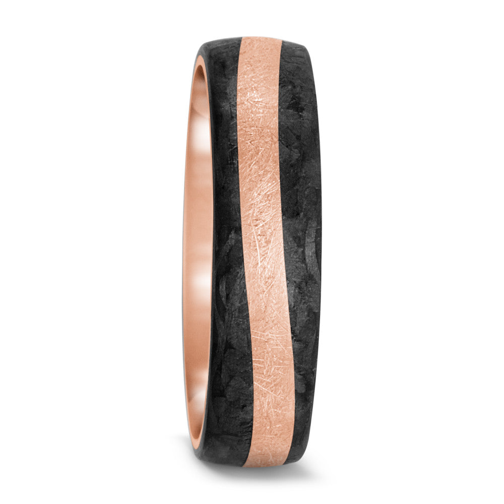 Wedding Ring 14k Rose Gold, Carbon