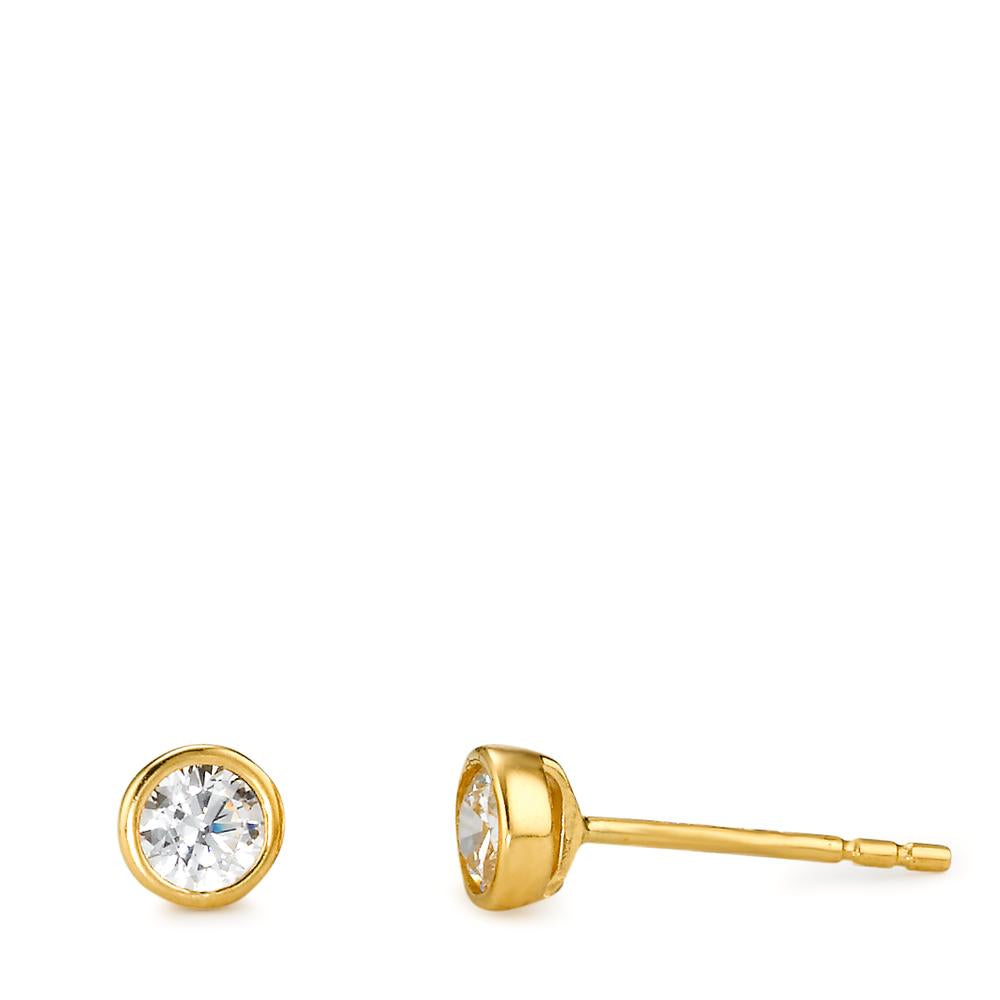 Stud earrings 18k Yellow Gold Zirconia 2 Stones Ø4.5 mm