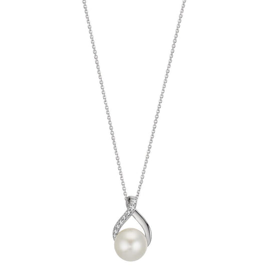 Necklace with pendant 18k White Gold Freshwater pearl White, 8 mm 42 cm