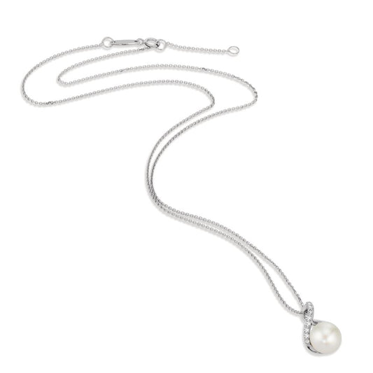 Necklace with pendant 18k White Gold Freshwater pearl White, 8 mm 42 cm