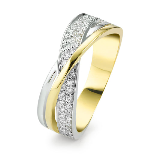 Ring 18k Yellow Gold, 18k White Gold Diamond 0.30 ct, 45 Stones, w-si