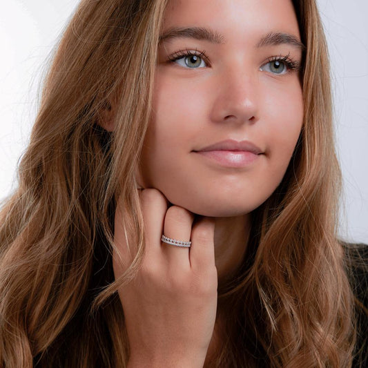 Ring Silver Zirconia Rhodium plated