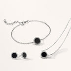 Necklace Silver Onyx Rhodium plated 40-45 cm Ø10 mm
