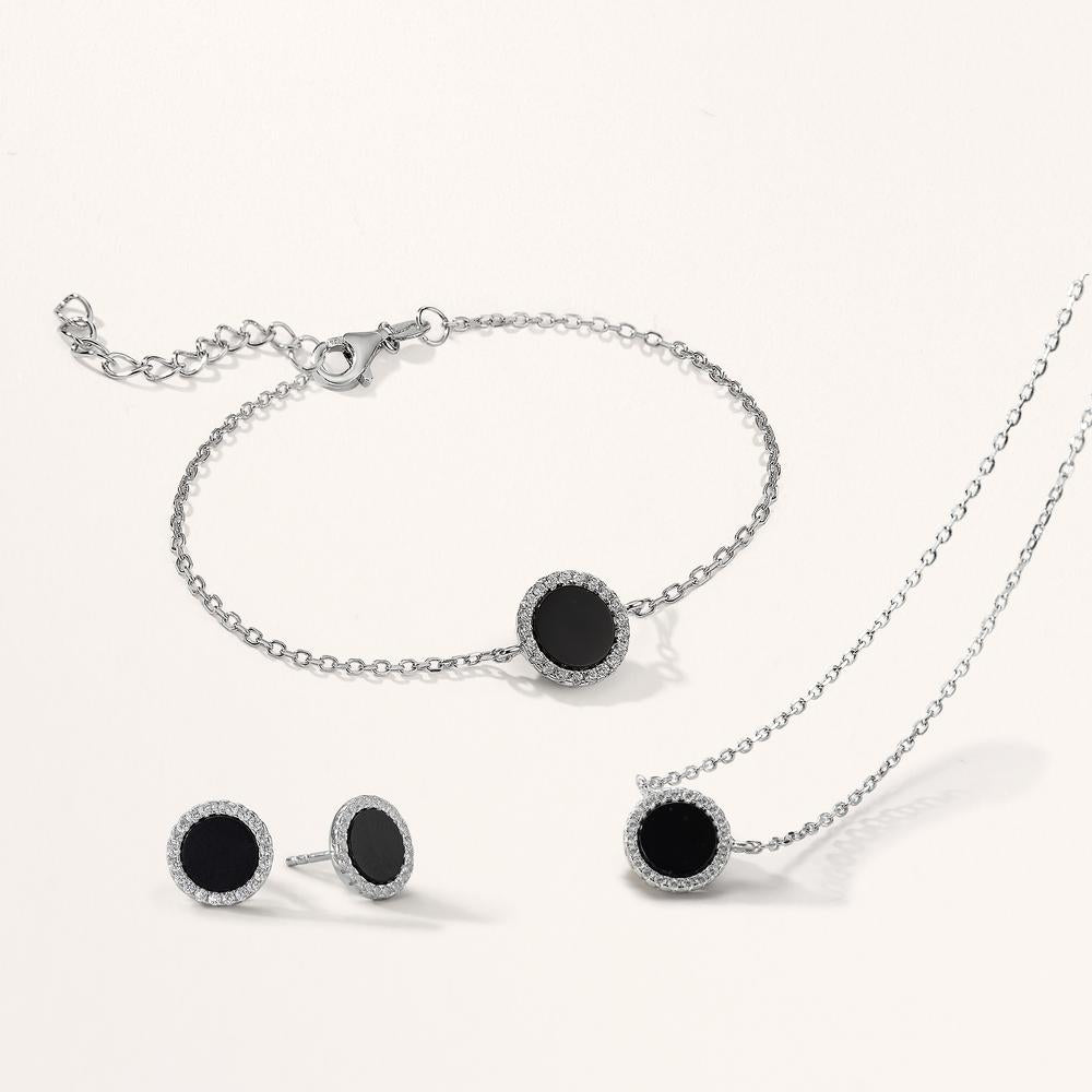 Bracelet Silver Onyx Rhodium plated