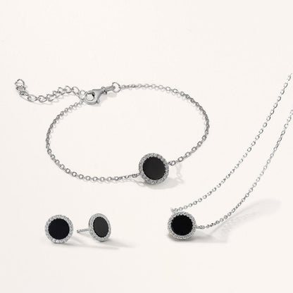 Bracelet Silver Onyx Rhodium plated