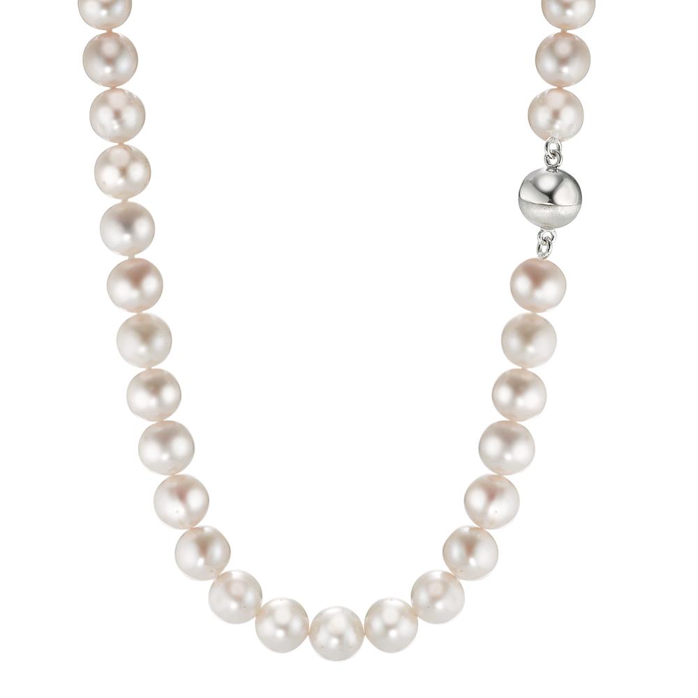 Necklace Silver Rhodium plated Freshwater pearl White 8-8.5 mm 42 cm