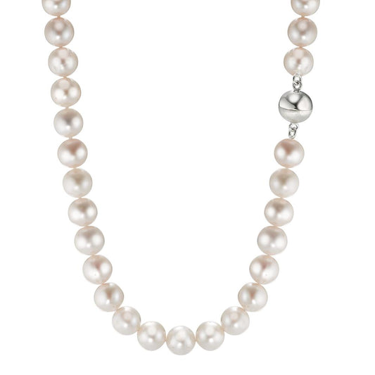 Necklace Silver Rhodium plated Freshwater pearl White 8-8.5 mm 42 cm