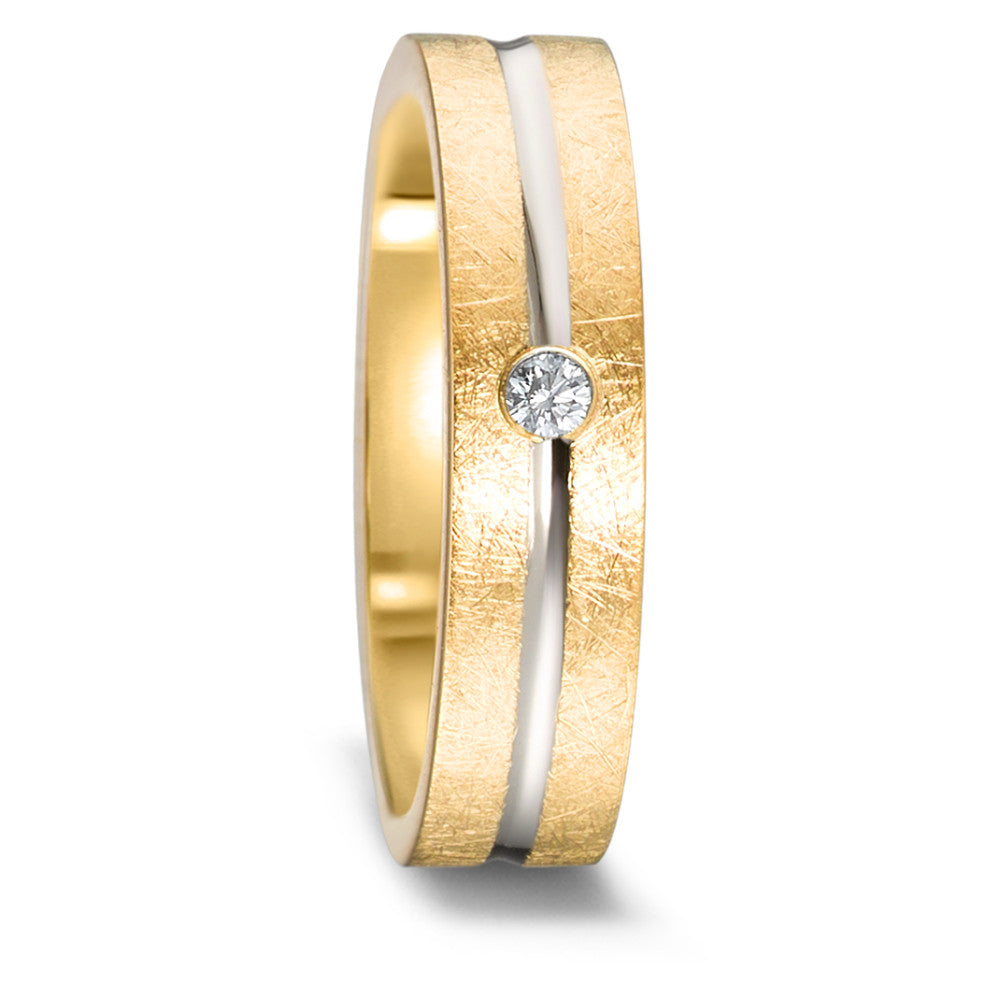 Wedding Ring 18k Yellow Gold, 18k White Gold Diamond 0.03 ct, w-si