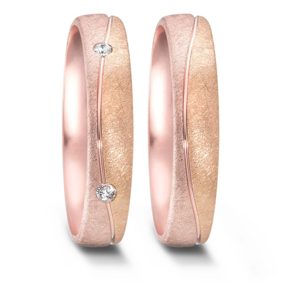Wedding Ring 14k Rose Gold, 14k Red Gold Diamond 0.08 ct, 4 Stones, w-si