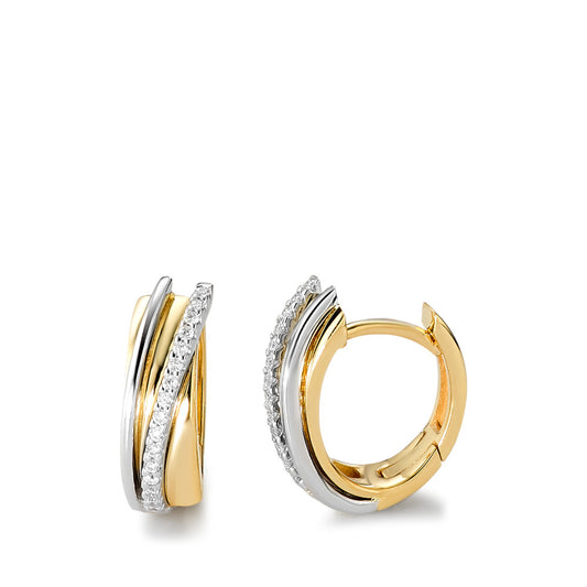 Hinged hoop 18k Yellow Gold, 18k White Gold Diamond White, 0.14 ct, 32 Stones, brilliant, w-si