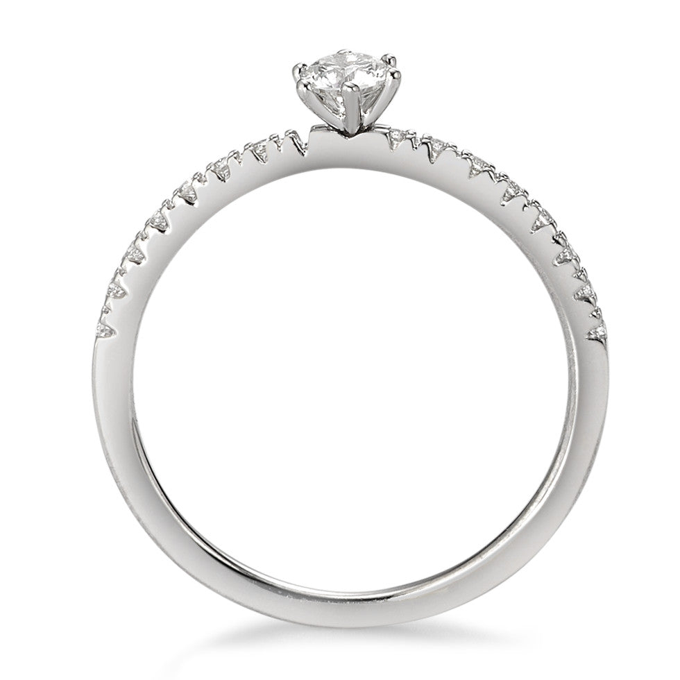 Solitaire ring 18k White Gold Diamond White, 0.25 ct, 17 Stones, brilliant, w-si