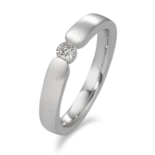 Solitaire ring 18k White Gold Diamond White, 0.15 ct, brilliant, w-si