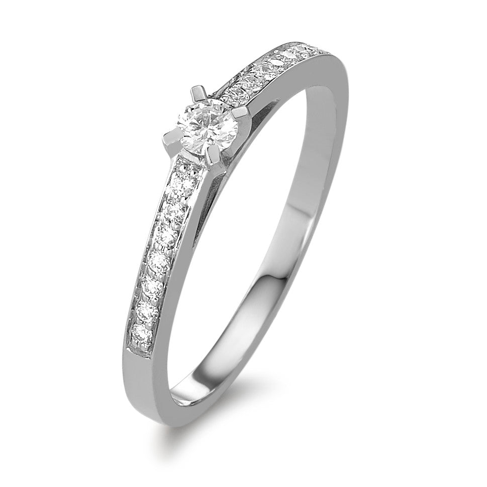 Ring 18k White Gold Diamond 0.17 ct, 15 Stones, w-si