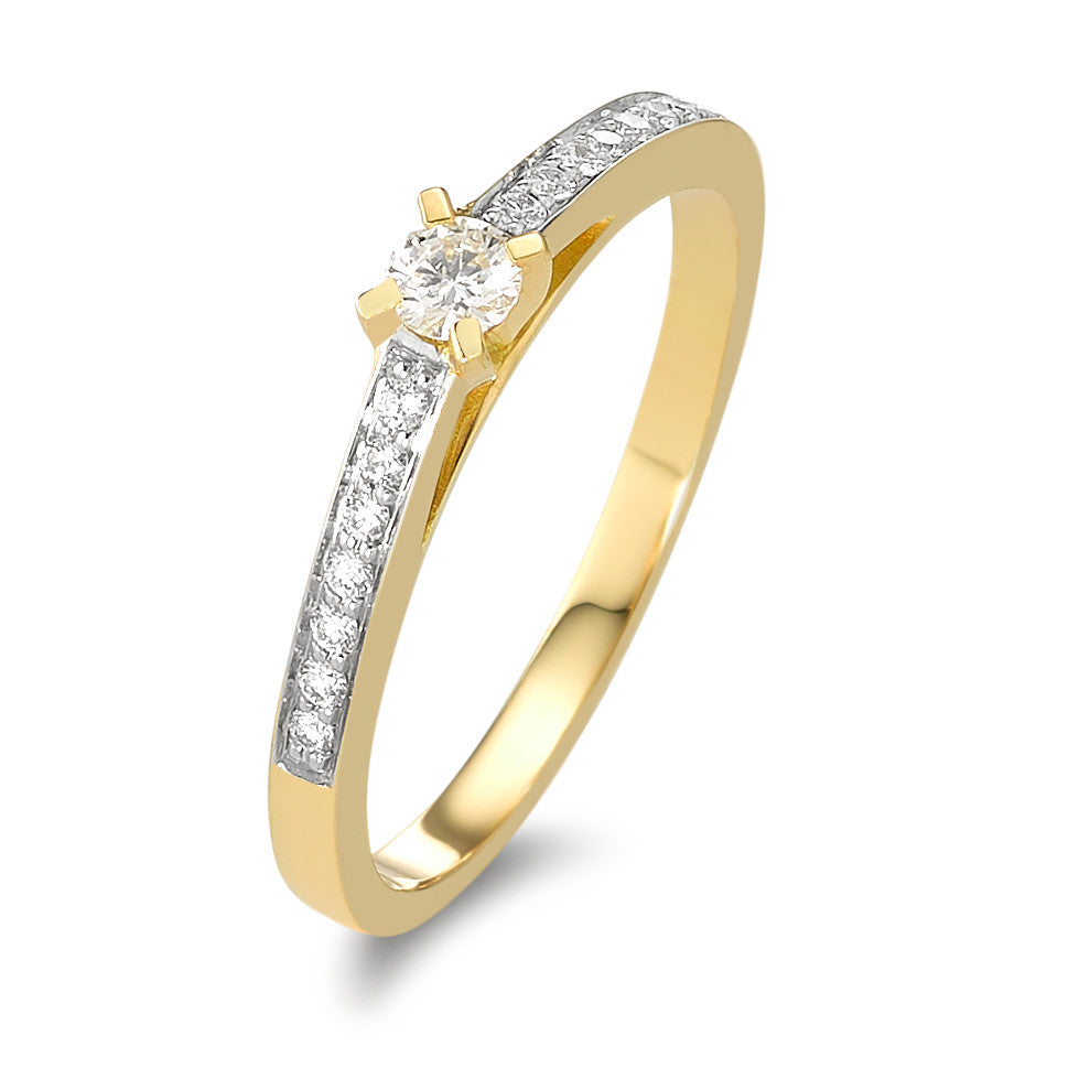 Ring 18k Yellow Gold Diamond 0.17 ct, 15 Stones, w-si