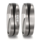 Wedding Ring Titanium, Carbon Diamond 0.03 ct, 3 Stones, tw-si