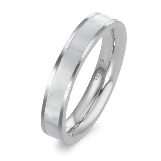 Stacking ring Stainless steel Mother of pearl White