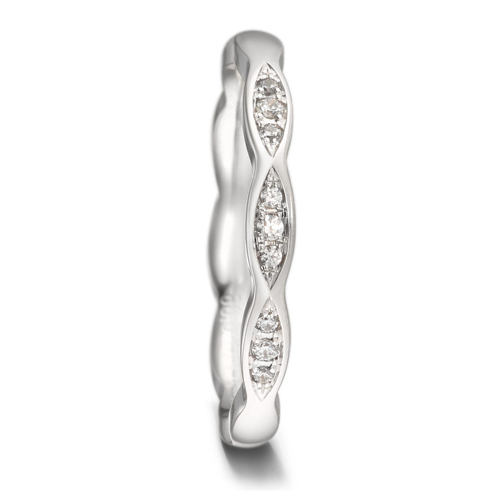 Wedding Ring 18k White Gold Diamond 0.06 ct, 9 Stones, tw-vsi