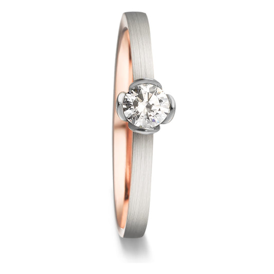 Solitaire ring 18k Red Gold, 18k White Gold Diamond 0.25 ct, tw-vsi