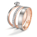 Memory ring 18k Red Gold, 18k White Gold Diamond 0.15 ct, 15 Stones, tw-vsi