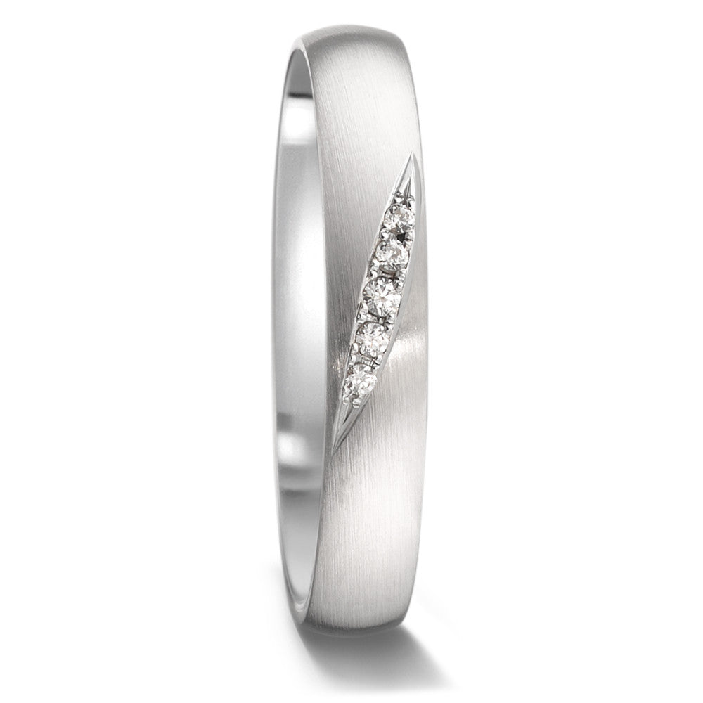 Wedding Ring 18k White Gold Diamond 0.036 ct, 5 Stones, tw-vsi