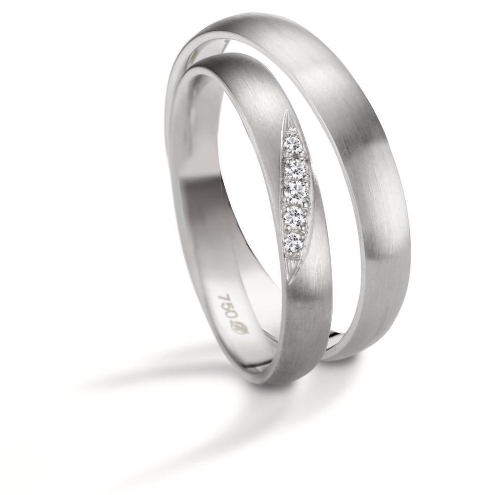 Wedding Ring 18k White Gold Diamond 0.036 ct, 5 Stones, tw-vsi