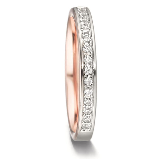 Memory ring 18k Red Gold, 18k White Gold Diamond 0.15 ct, 15 Stones, tw-vsi