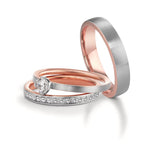 Memory ring 18k Red Gold, 18k White Gold Diamond 0.15 ct, 15 Stones, tw-vsi