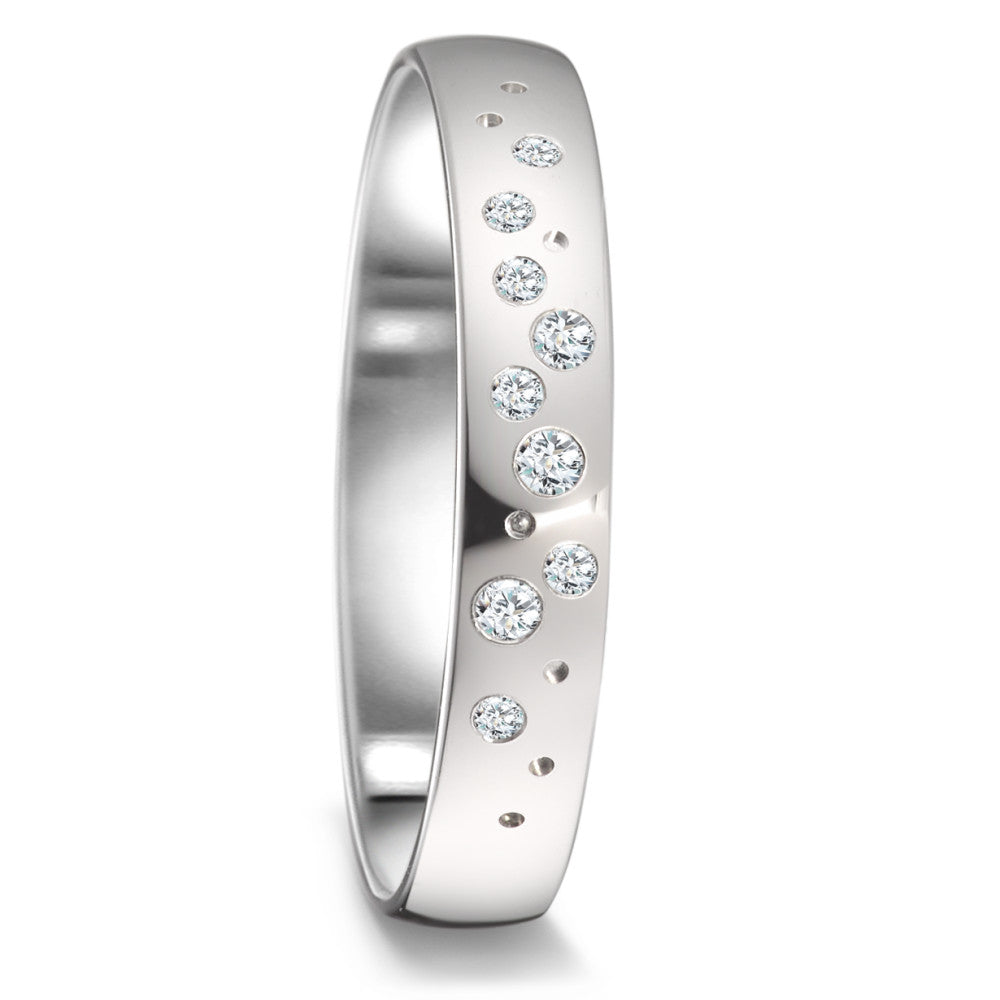 Wedding Ring 18k White Gold Diamond 0.087 ct, 9 Stones, tw-si