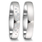 Wedding Ring 18k White Gold Diamond 0.087 ct, 9 Stones, tw-si