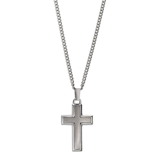 Necklace with pendant Stainless steel Cross 55 cm