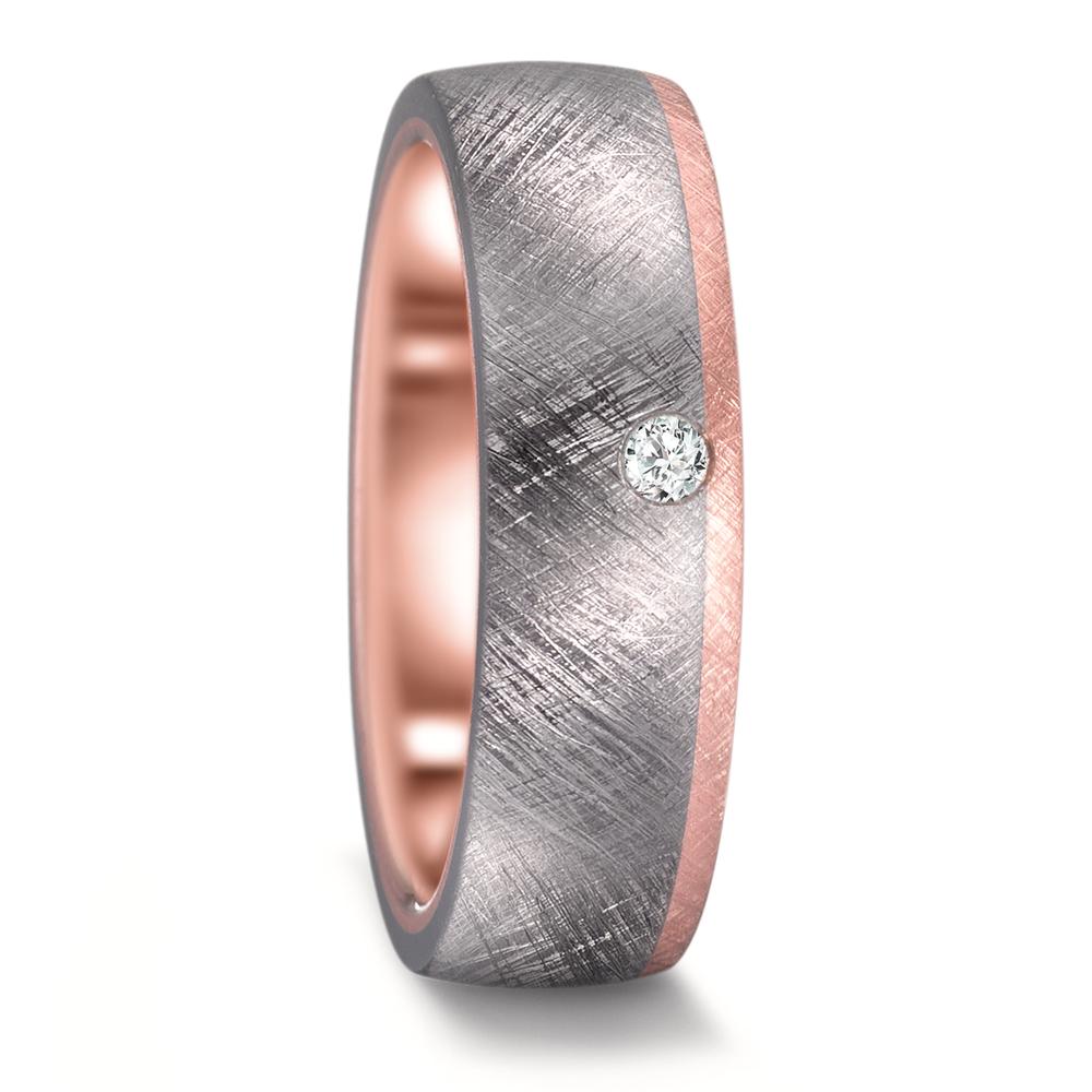 Wedding Ring Tantal 999, 14k Rose Gold Diamond 0.03 ct, w-si