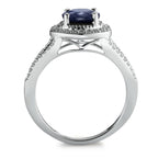 Ring 9k White Gold Sapphire Blue, 1.76 ct, round, AAA, Diamond White, 0.23 ct, 12 Stones, w-pi3