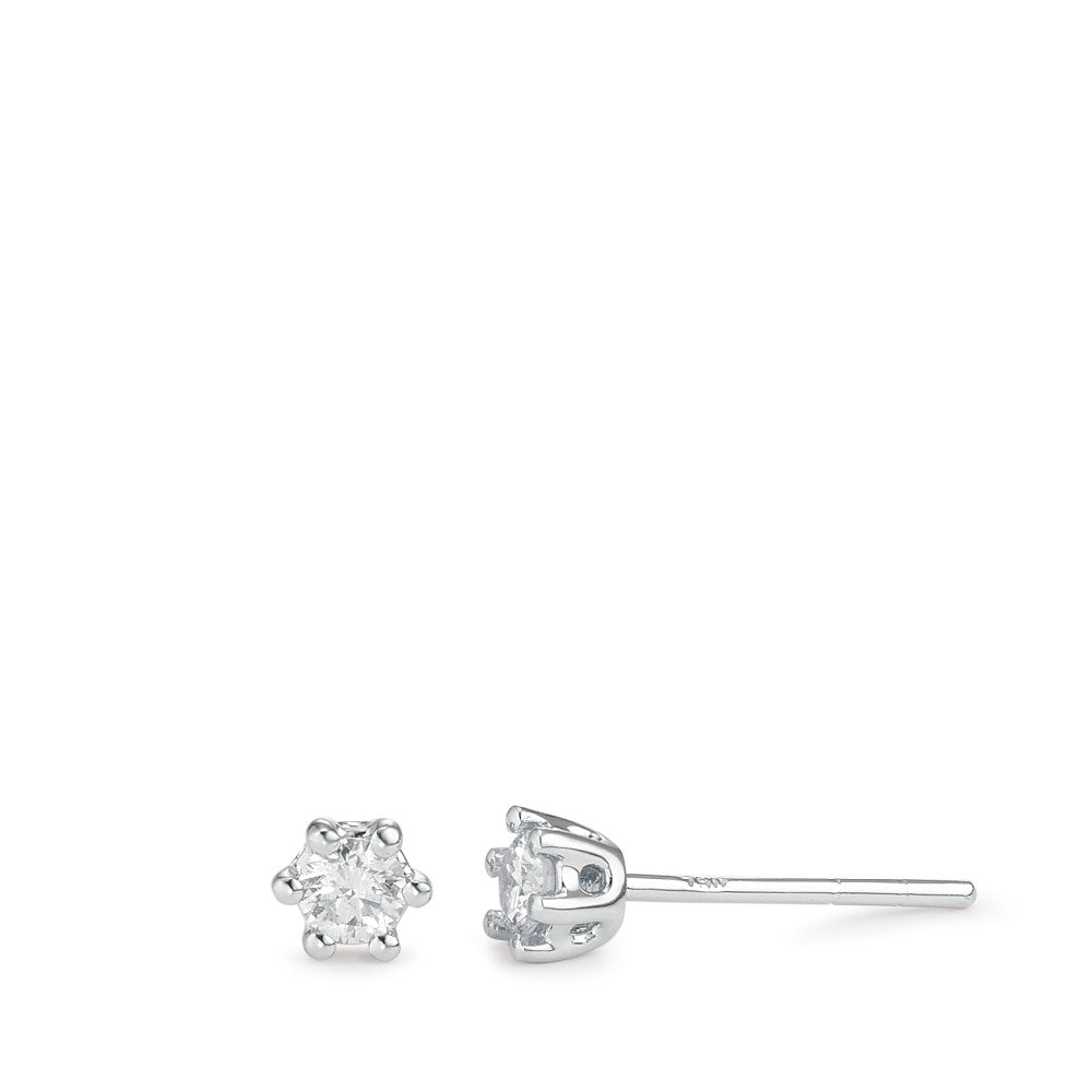 Stud earrings 18k White Gold Diamond White, 0.25 ct, 2 Stones, brilliant, w-si Ø4 mm