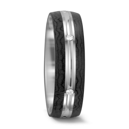 Ring 14k White Gold, Carbon Diamond 0.06 ct, 6 Stones, tw-si