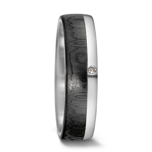 Wedding Ring 14k White Gold, Carbon Diamond 0.01 ct, tw-si