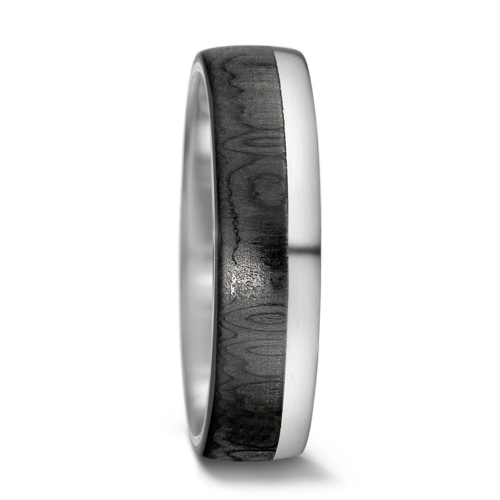 Wedding Ring 14k White Gold, Carbon